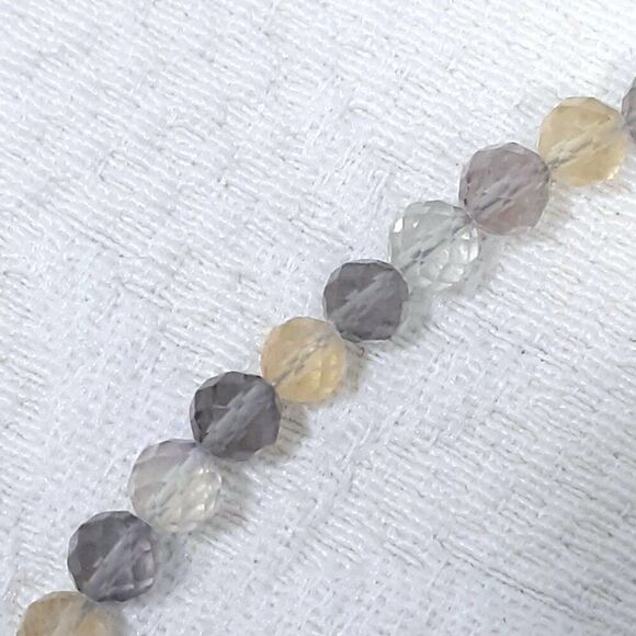 NEW 18" Colorful Fluorite Beaded Crystal Stone Necklace yellow brown cream gray - Picture 6 of 11